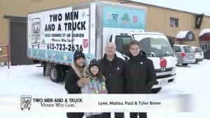 two men and a truck giving away toys edmonton